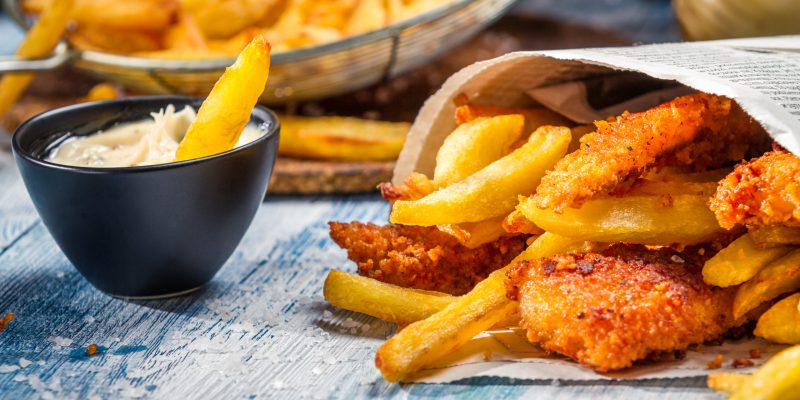 Closeup of homemade Fish & Chips